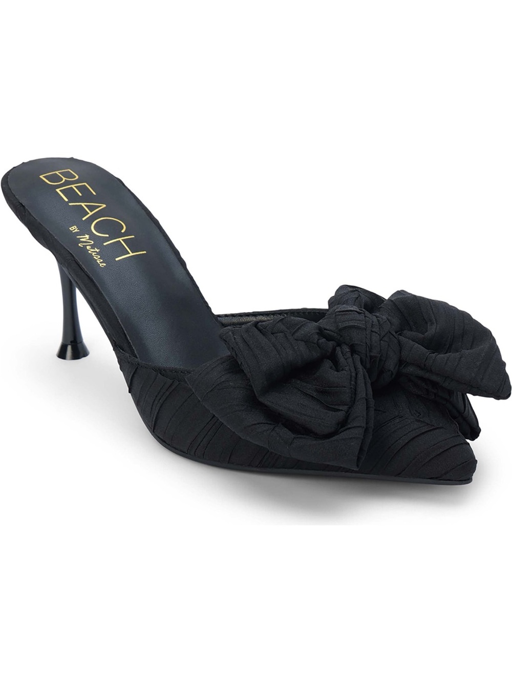 NWT Beach by Matisse Black Bow Pointed-Toe Mule Heels